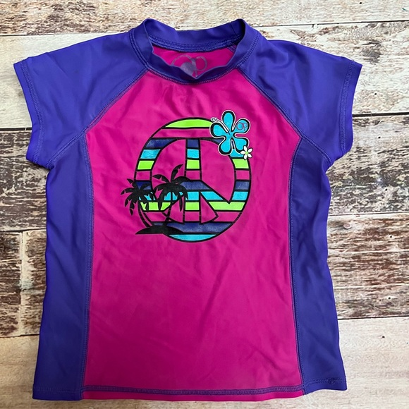 OP‎ peace sign floral rashguard size 6/6x - Picture 1 of 4